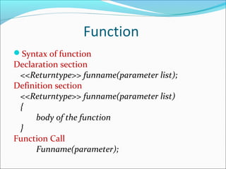 Pre defined Functions in C | PPT