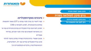 ‫סיבוכים‬‫מ‬‫א‬‫קרווסקולרים‬:
‫בצום‬ ‫סוכר‬ ‫ערכי‬ ‫בין‬ ‫לינארי‬ ‫קשר‬‫וב‬GTT‫התוצאות‬ ‫כאשר‬
‫טרום‬ ‫בתחום‬-‫סוכרתי‬,‫מ‬ ‫לתמותה‬ ‫לסיכון‬CVD
‫פי‬ ‫גבוה‬ ‫סוכרתיים‬ ‫בטרום‬ ‫קרדיווסקולריים‬ ‫לאירועים‬ ‫הסיכון‬
2-3‫תקינים‬ ‫סוכר‬ ‫ערכי‬ ‫עם‬ ‫לאנשים‬ ‫בהשוואה‬,‫במיוחד‬
‫בצעירים‬
‫מנגנון‬‫אפשרי‬:‫לגורמי‬ ‫מוגבר‬ ‫בסיכון‬ ‫קשורה‬ ‫סוכרת‬ ‫טרום‬
‫סיכון‬‫קרדיווסקולרים‬‫ילד‬ ‫כמו‬ ‫אחרים‬,‫דיסליפידמיה‬,
‫היפראינסולינמיה‬,‫מרקרים‬‫אינפלמטורים‬‫וכו‬'.
‫משנית‬ ‫לתחלואה‬ ‫סיכון‬ ‫גורם‬
‫סוכרת‬ ‫לפתח‬ ‫מוגבר‬ ‫סיכון‬
‫גורם‬‫לסוכרת‬ ‫סיכון‬‫הריונית‬
‫ניתן‬‫התוצאות‬ ‫את‬ ‫לעכב‬‫הנל‬
 