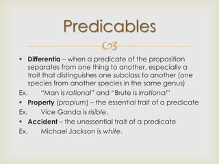 Preditable Definition Predicables | PPTX