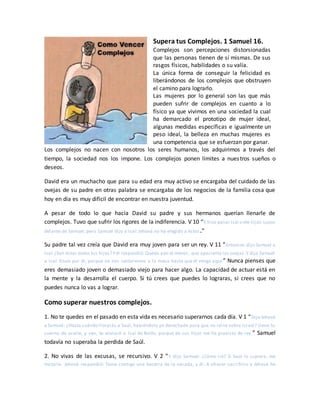 Supera tus Complejos. 1 Samuel 16.
Complejos son 