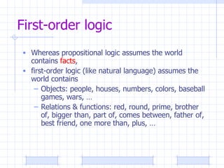 First-order logic ,[object Object],[object Object],[object Object],[object Object]