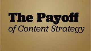 The Payoﬀ
of Content Strategy
 