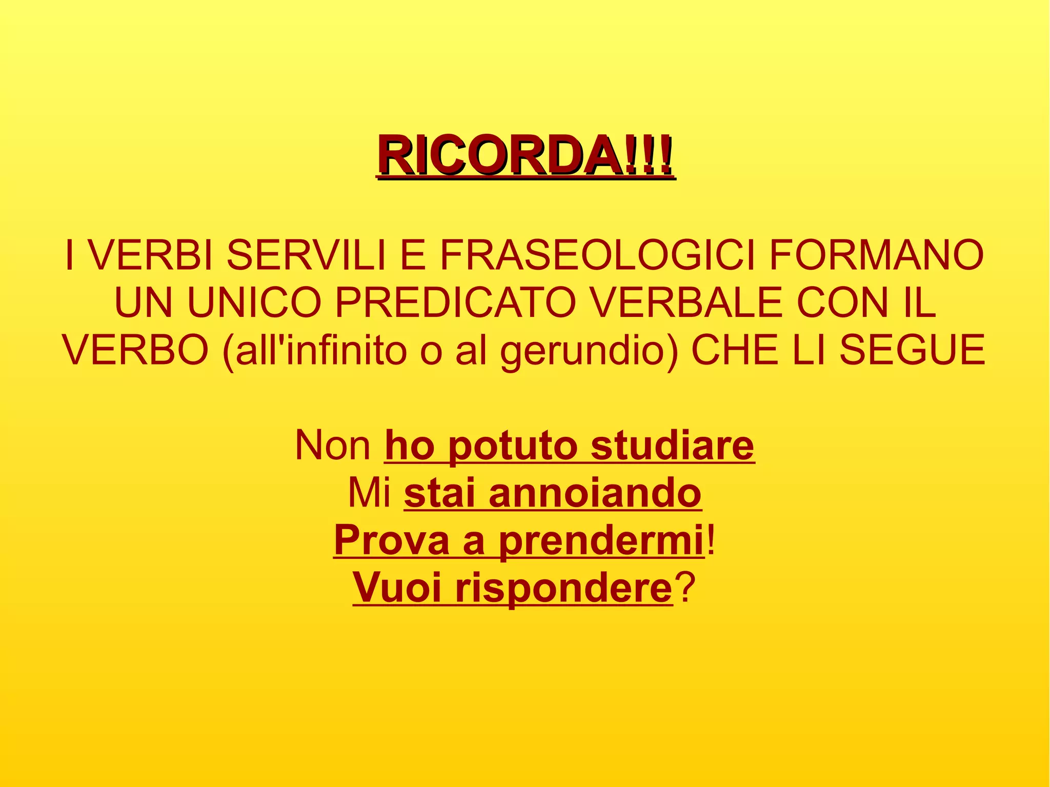 Predicato verbale e nominale | ODP