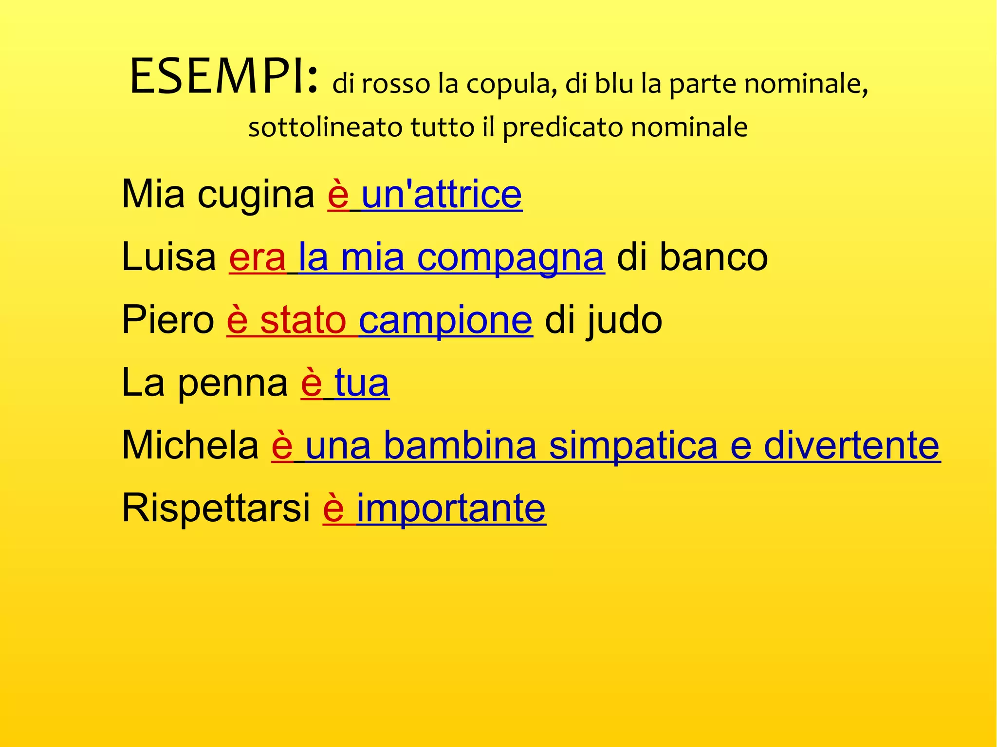 Predicato verbale e nominale | ODP