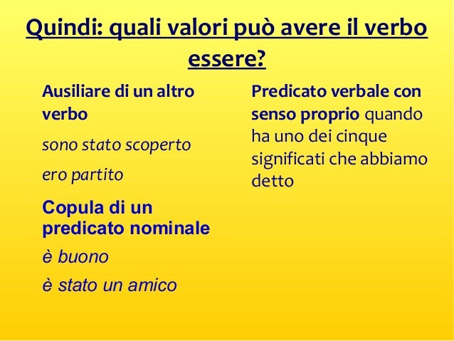 Predicato verbale e nominale
