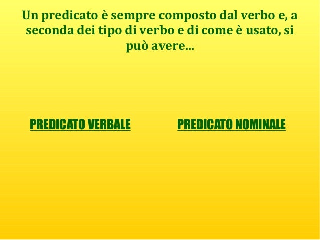Predicato verbale e nominale