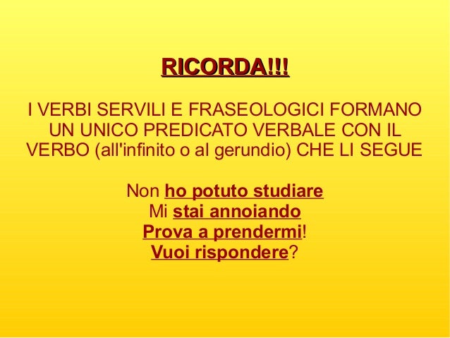 Predicato verbale e nominale