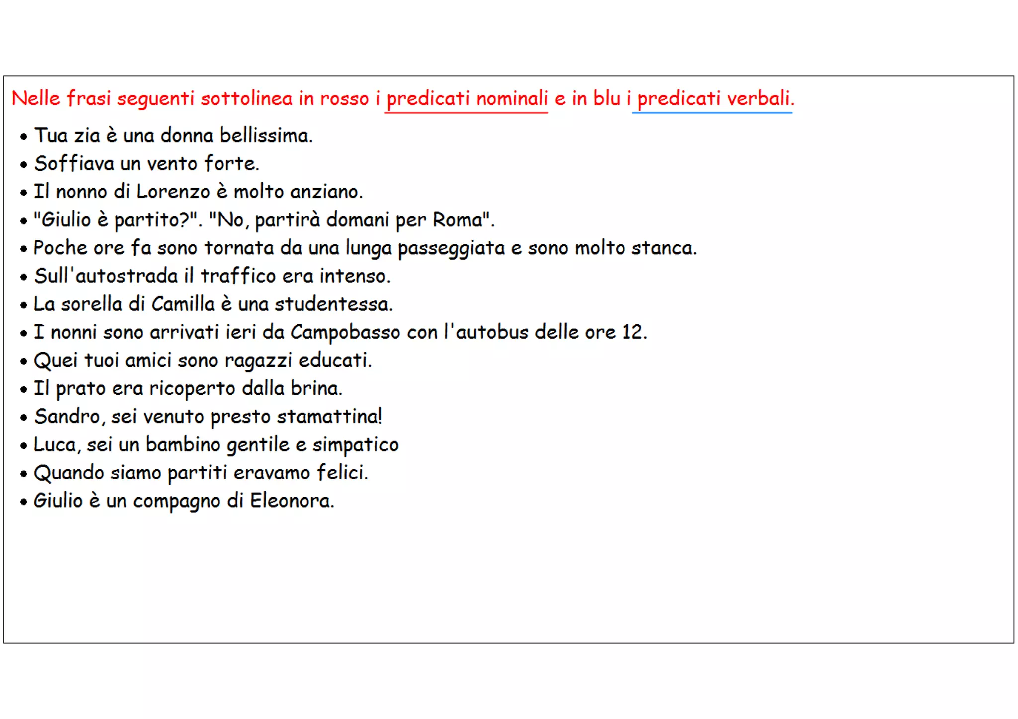 Il predicato verbale e il predicato nominale | PPT
