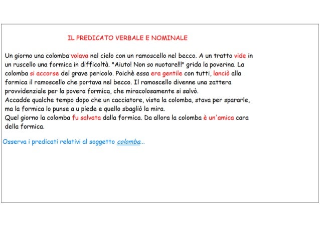 Il predicato verbale e il predicato nominale