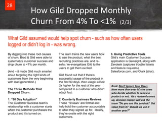 28% 
How%Gild%Dropped%Monthly% 
Churn%From%4%%To%<1%%%(2/3)+ 
What Gild assumed would help spot churn - such as how often ...