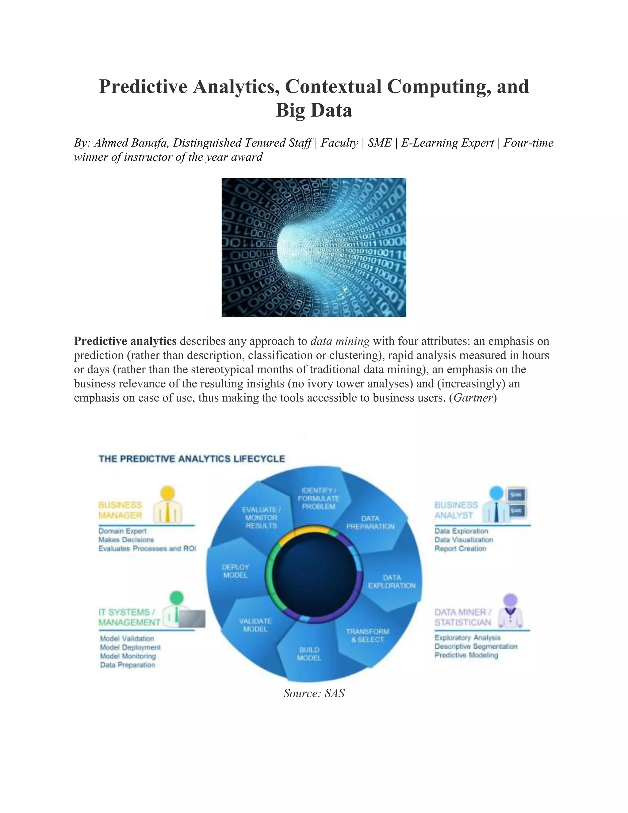 Predictive Analytics, Contextual Computing, and Big Data | PDF