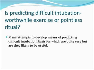 Predicting Difficult Intubation Ppt