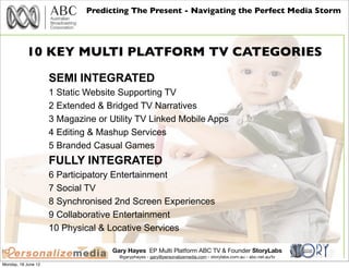 Predicting The Present - Navigating the Perfect Media Storm




           10 KEY MULTI PLATFORM TV CATEGORIES

          ...