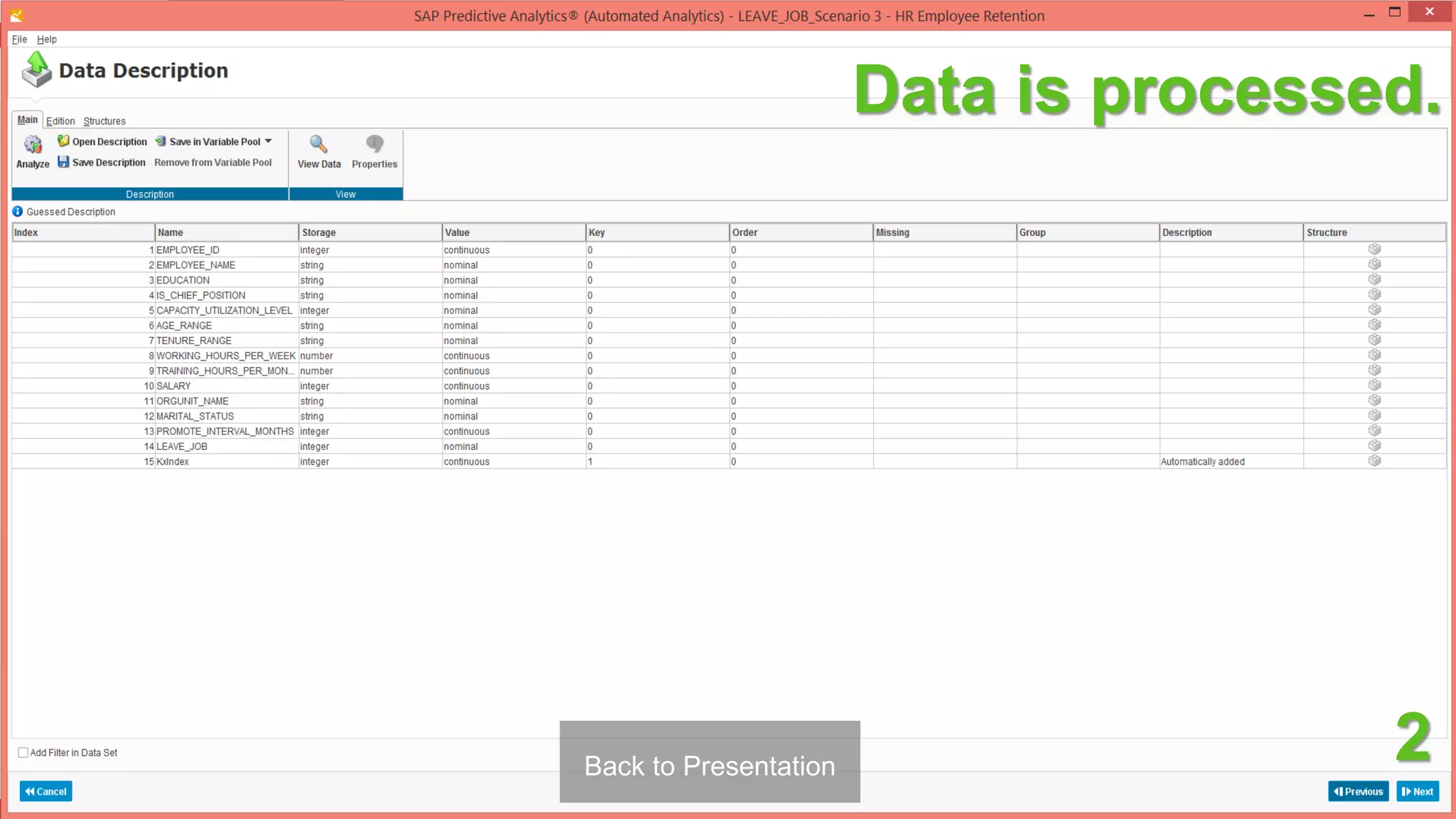 40Back to Presentation
2
Data is processed.
 