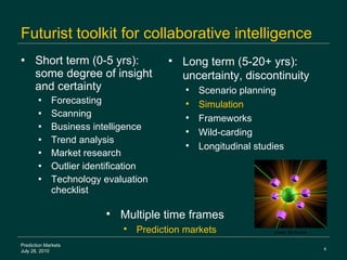 Futurist toolkit for collaborative intelligence  <ul><li>Short term (0-5 yrs): some degree of insight and certainty </li><...