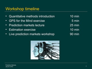 Workshop timeline
    Quantitative methods introduction   10 min
    GPS for the Mind exercise            5 min
    Pre...