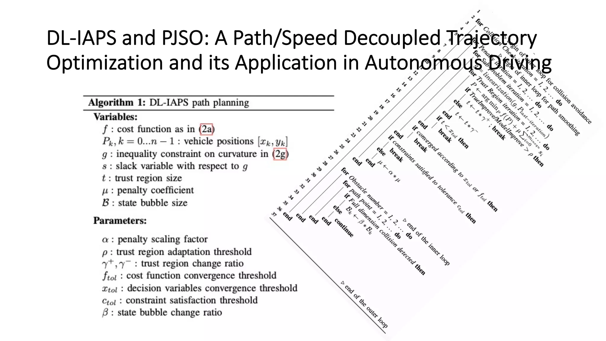 DL-IAPS and PJSO: A Path/Speed Decoupled Trajectory
Optimization and its Application in Autonomous Driving
 