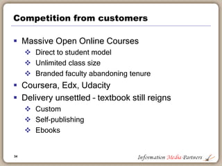 34
The Innovators
 Many new entrants
 PE investment accelerates
 Eventually ‘run out of market’ with consolidation –
but years off
 Opportunities: workflow, training, content
management, productivity, etc.
 Innovators are addressing and solving problems
34
 