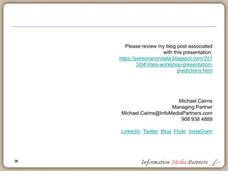 38
What happens next?
 More bubbles
 Expand offerings or be pushed out
 Competition from left field and a byproduct
 Customers as content producers
 Platform providers as customers
 Attribution of consumer models
 The platform as an operating system
38
 