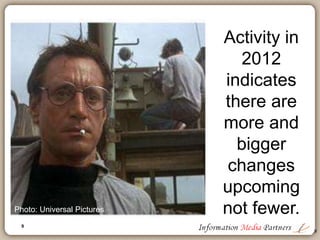 9
Content “platforms” are the future
 Extensible
 Proprietary content
 Applications
 Source data
 User data
 Third party & free content
 etc, etc, etc.
9
 