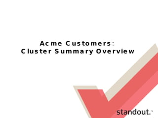 Acme Customers:  Cluster Summary Overview 