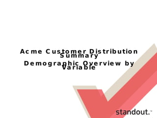 Acme Customer Distribution Summary Demographic Overview by Variable 