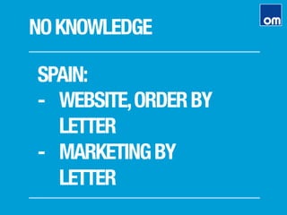 NOKNOWLEDGE
OTHERCOUNTRY2:
-  WEBSITE,ORDERBY
LETTER
-  MARKETINGBY
LETTER
 