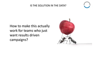 IS THE SOLUTION IN THE DATA?
How to make this actually
work for teams who just
want results driven
campaigns?
 