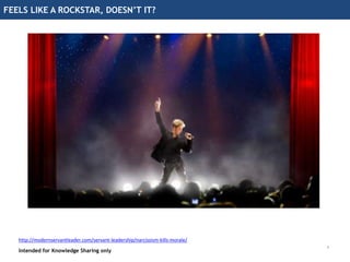 Intended for Knowledge Sharing only
Quick recap of what it is
Intended for Knowledge Sharing only
FEELS LIKE A ROCKSTAR, DOESN’T IT?
4
http://modernservantleader.com/servant-leadership/narcissism-kills-morale/
 