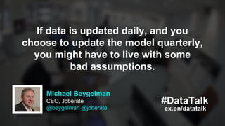 If data is updated daily, and you
choose to update the model quarterly,
you might have to live with some
bad assumptions.
...