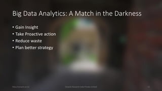 Big Data Analytics: A Match in the Darkness 
•Gain Insight 
•Take Proactive action 
•Reduce waste 
•Plan better strategy 
http://cenacle.co.in/ Cenacle Research India Private Limited 12 
 