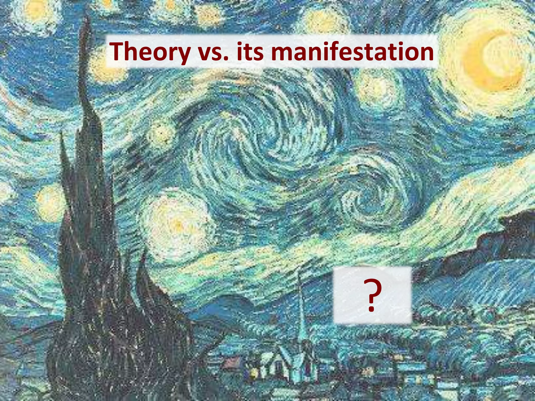 Theory vs. its manifestation
?
 