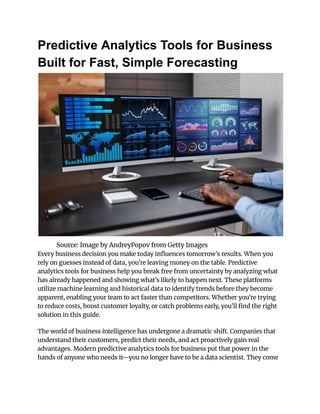 Predictive Analytics Tools for Business Built for Fast, Simple ...