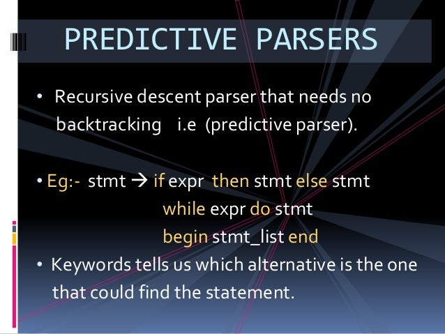 predictive parsing c program predictive parsing c program