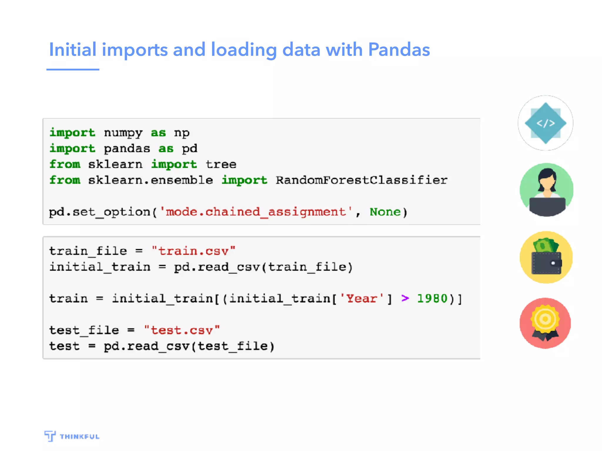 Initial imports and loading data with Pandas
 