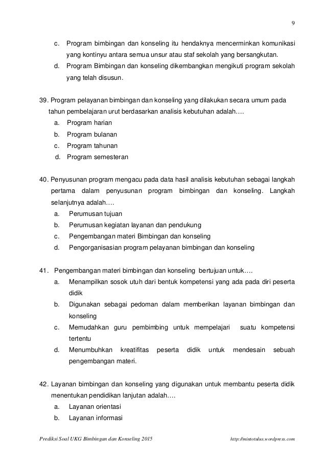 Prediksi Soal Ukg Bk 2015