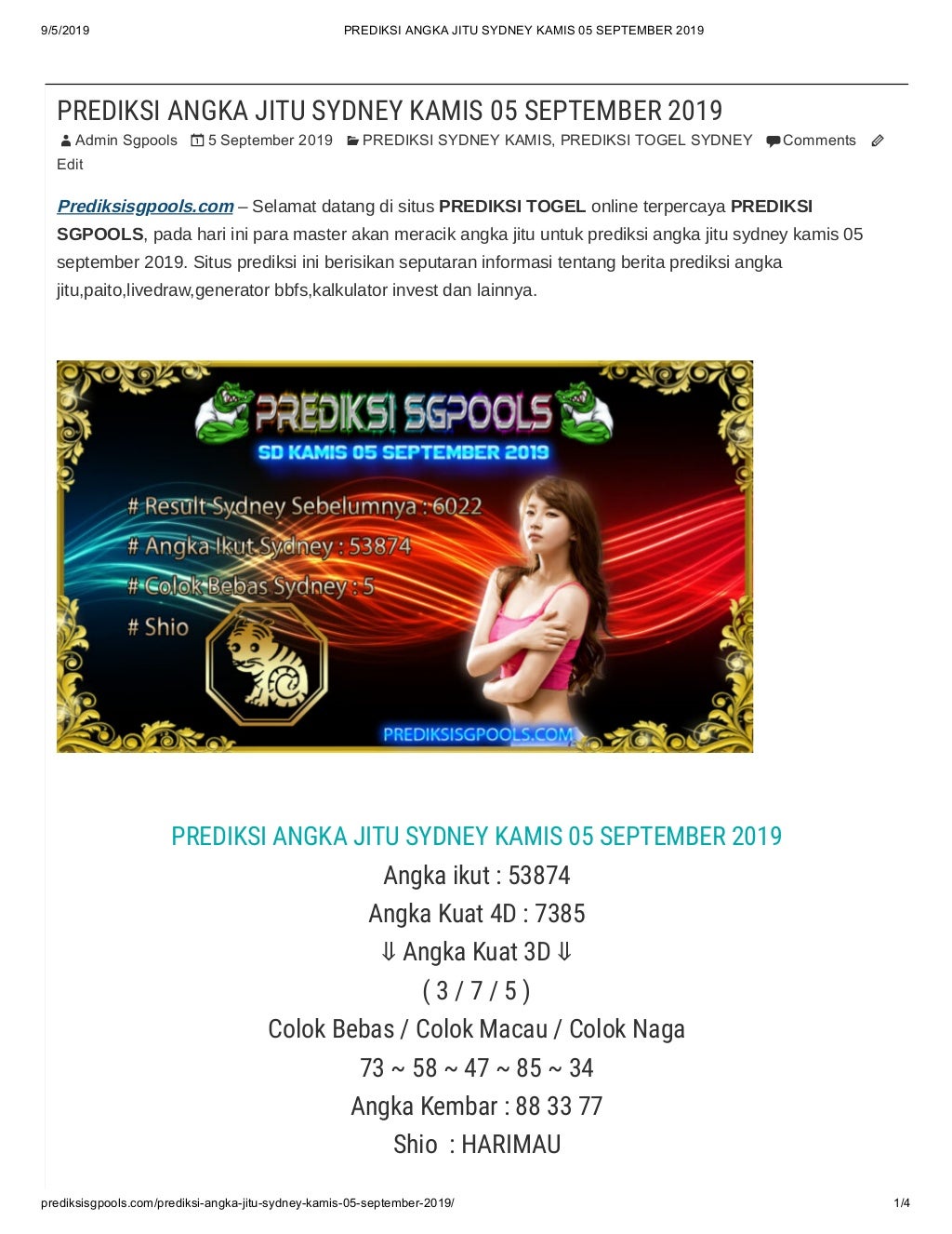 29 Prediksi sydney kamis manzza73 | syair hk opesia