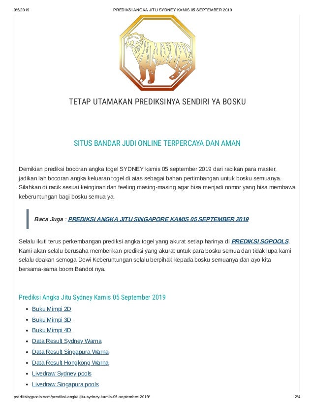 Tercepat Prediksi Master Jitu Sydney Kamis