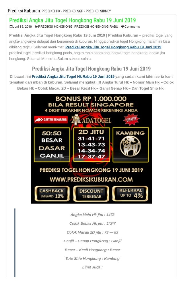 Togel Bocoran Hongkong
, Prediksi Angka Jitu Togel Hongkong Rabu 19 Juni 2019