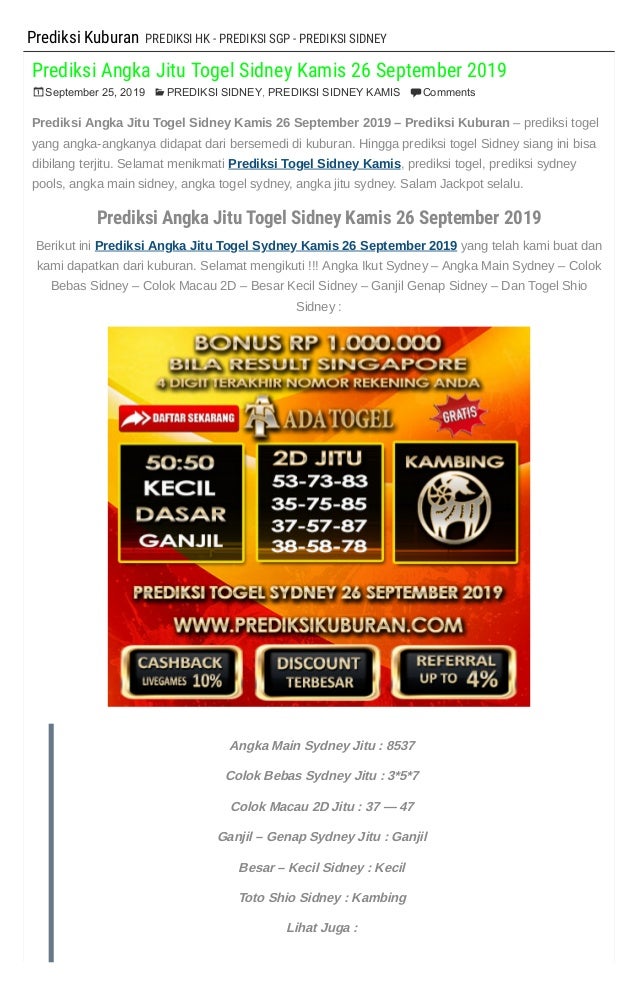 43 Angka jitu sidney
