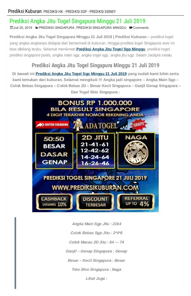 Togel Keluar Hari Ini Singapura Tgl 21
, Prediksi Angka Jitu Togel Singapura Minggu 21 Juli 2019