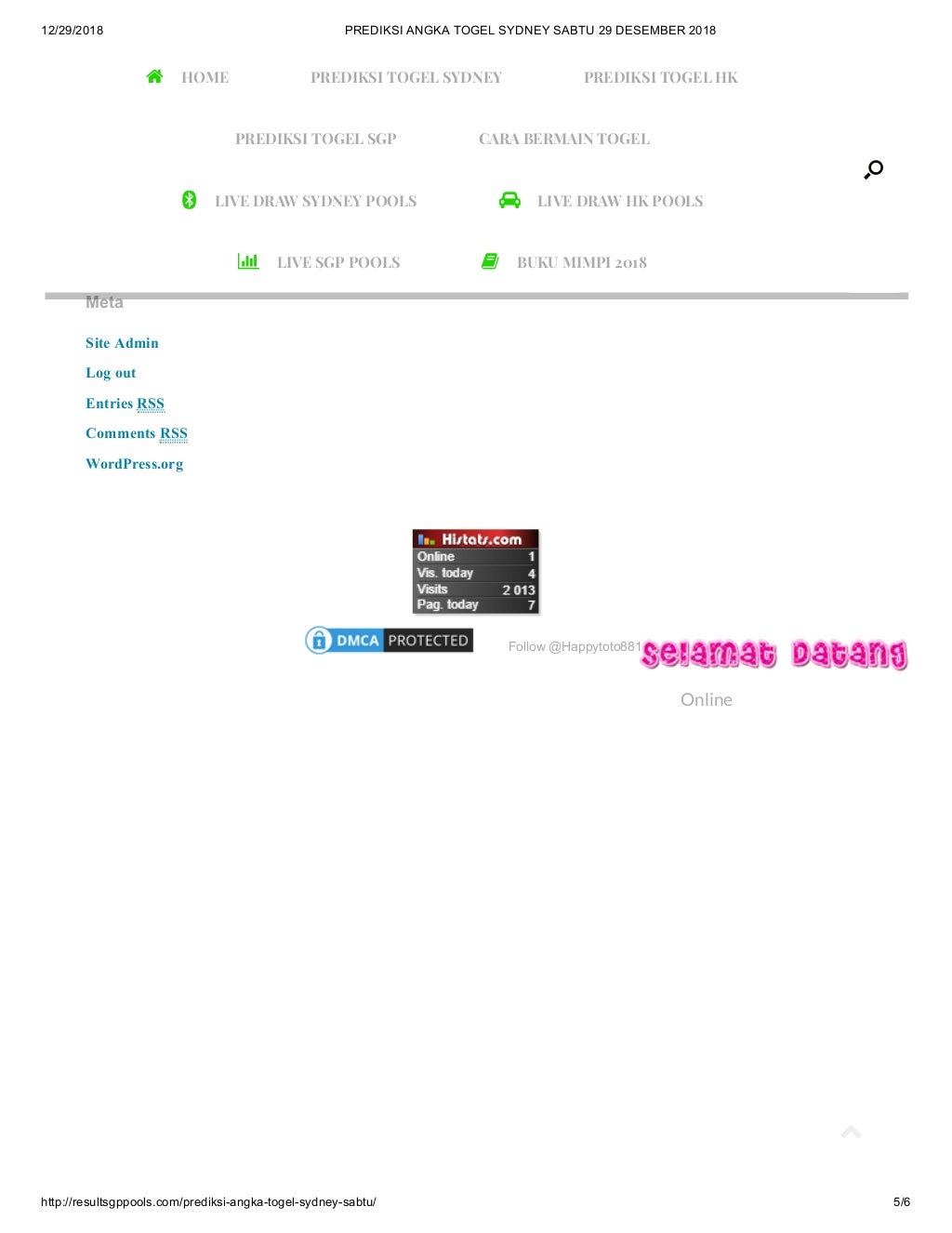 Prediksi angka togel sydney sabtu 29 desember 2018