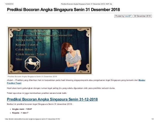 Data sgp 31 desember 2018