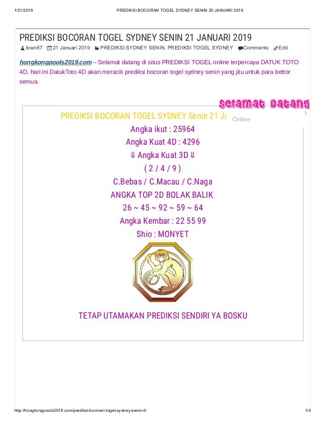 31 Prediksi sydney forum angka jitu senin