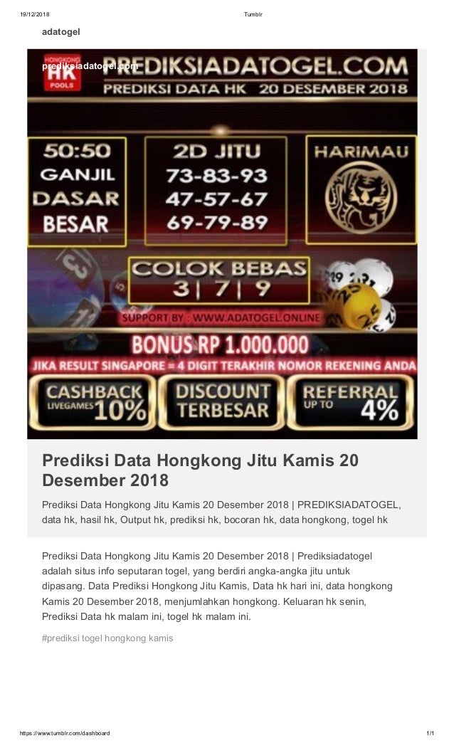 Prediksi Data Hongkong Jitu Kamis 20 Desember 2018 Prediksiadatogel