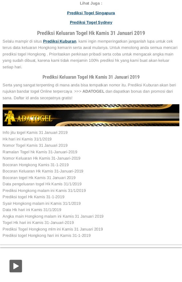 Togel Keluar Hari Ini Singapura 31 Januari 2019
, Prediksi Keluaran Togel Hk Kamis 31 Januari 2019