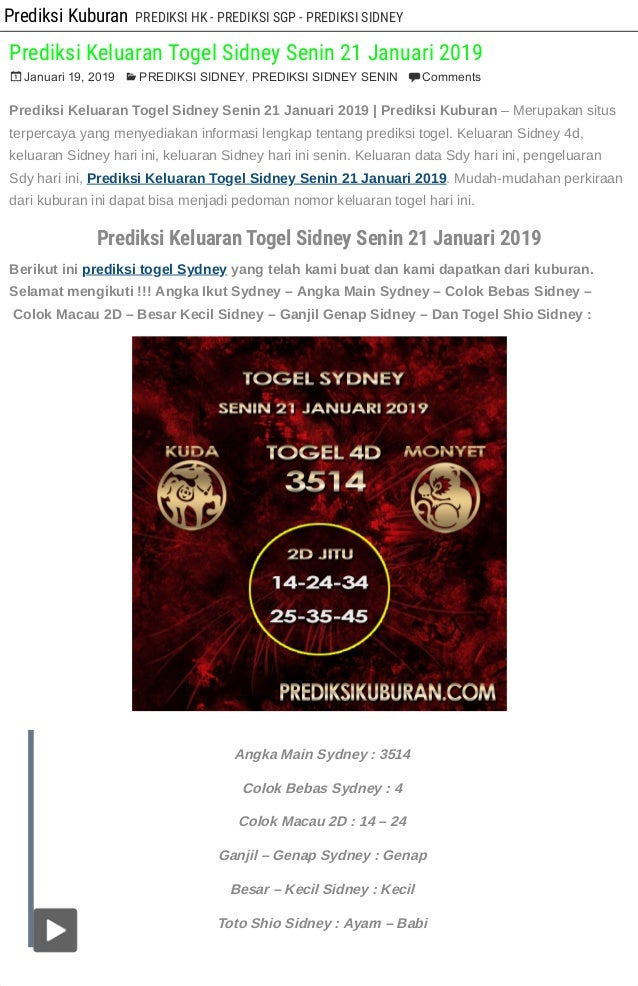 Keluaran Sydney 2019 Keluaran Sydney 2019