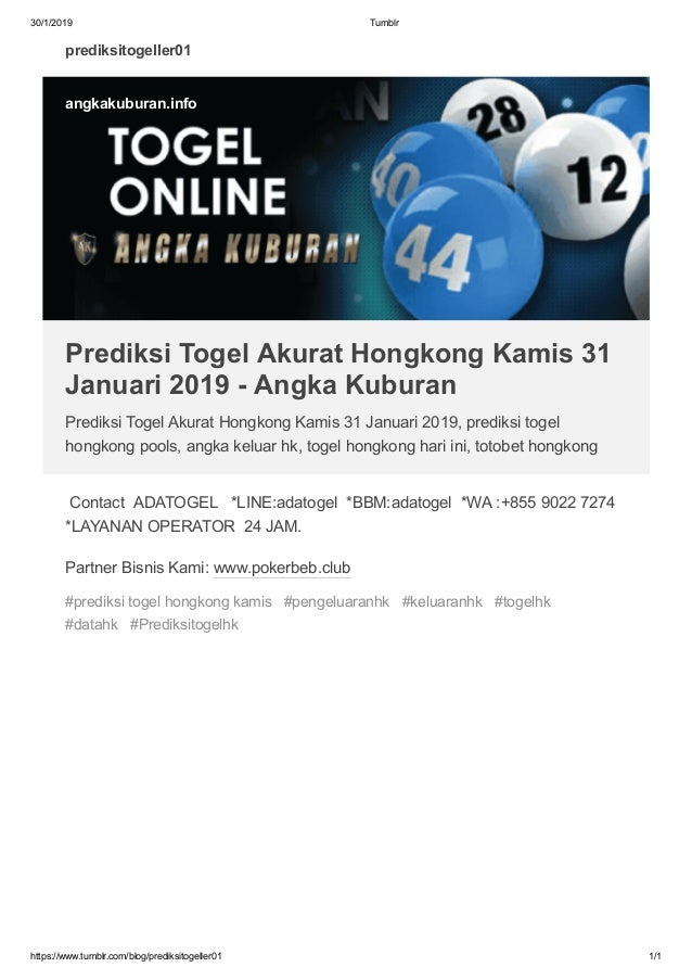 Prediksi Togel Akurat Hongkong Kamis 31 Januari 19 Angka Kuburan