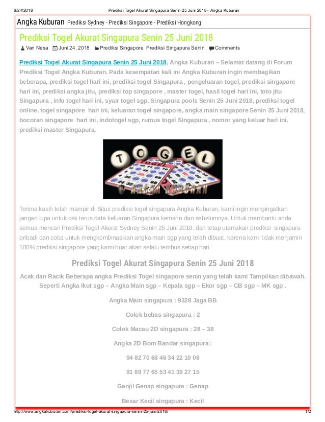 Togel Hari Ini Hongkong Yang Keluar 25 Juni 2020
, Prediksi Togel Akurat Singapura Senin 25 Juni 2018 Angka Kuburan