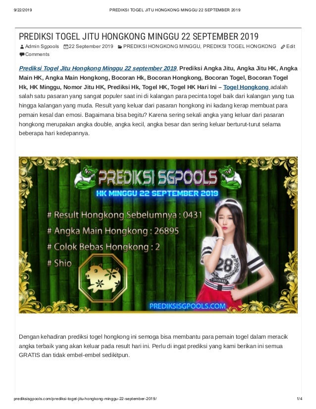 Togel Jitu Hari Ini Hongkong
, Prediksi Togel Jitu Hongkong Minggu 22 September 2019